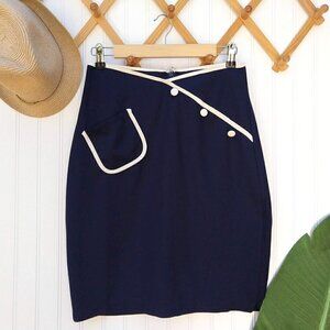 Comme Toi Retro Pencil Skirt Size M NWT Navy Blue Pin Up Pocket 1940's 40s Style
